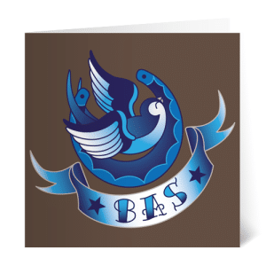 geboortekaartje bas tattoo vogel banner