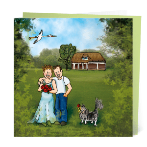 trouwkaart portretillustratie