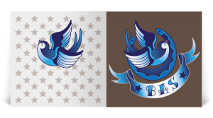 geboortekaartje tattoo banner bas vogel