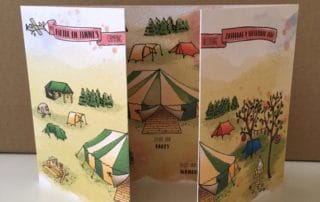 illustratie trouwkaart festival camping