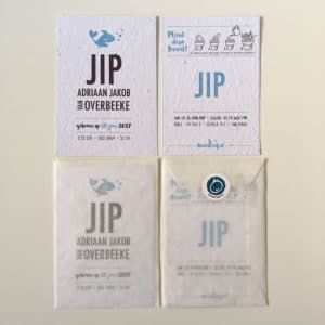 geboortekaart groeikaart pergamijn envelop sluitsticker baby jongen