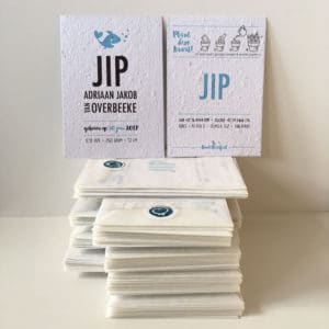 geboortekaart groeikaart pergamijn envelop sluitsticker baby jongen