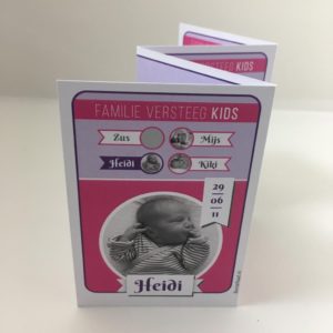 gevouwen geboortekaartje kwartet