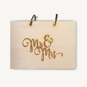 Mr and Mrs houten kaft gastenboek