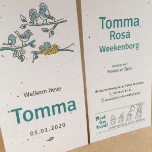 geboortekaartje tomma groeipapier