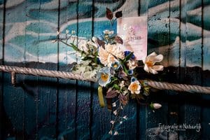 Trouwkaart viltbloemen