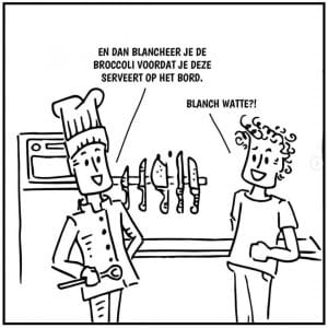illustratie strip keukenmessen