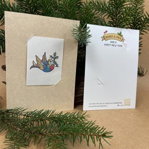 plaktattoo roodborstje kerstkaart