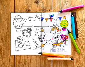 de tuin kleurplaat koningsdag